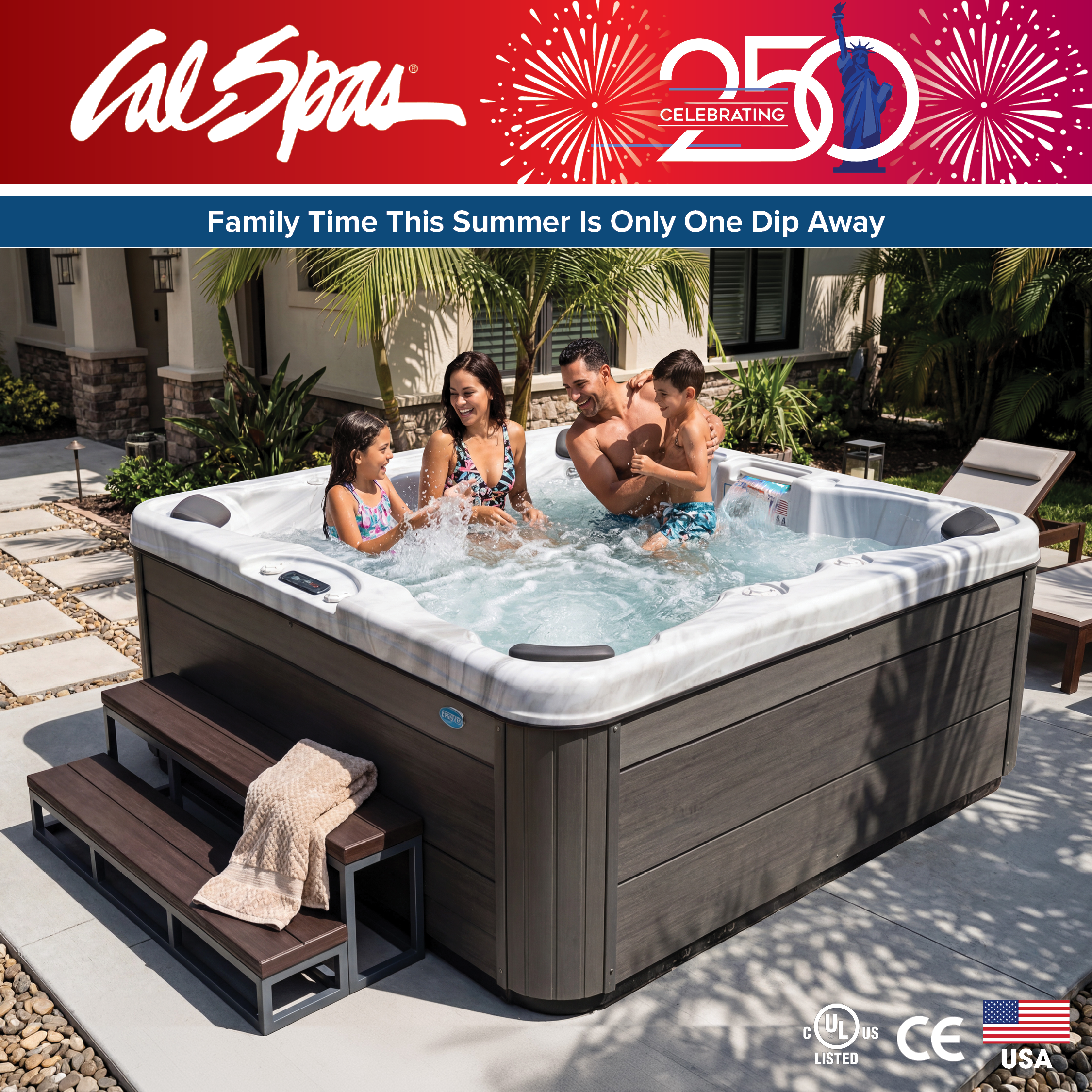 Calspas hot tub being used in a family setting - Jarvisburg